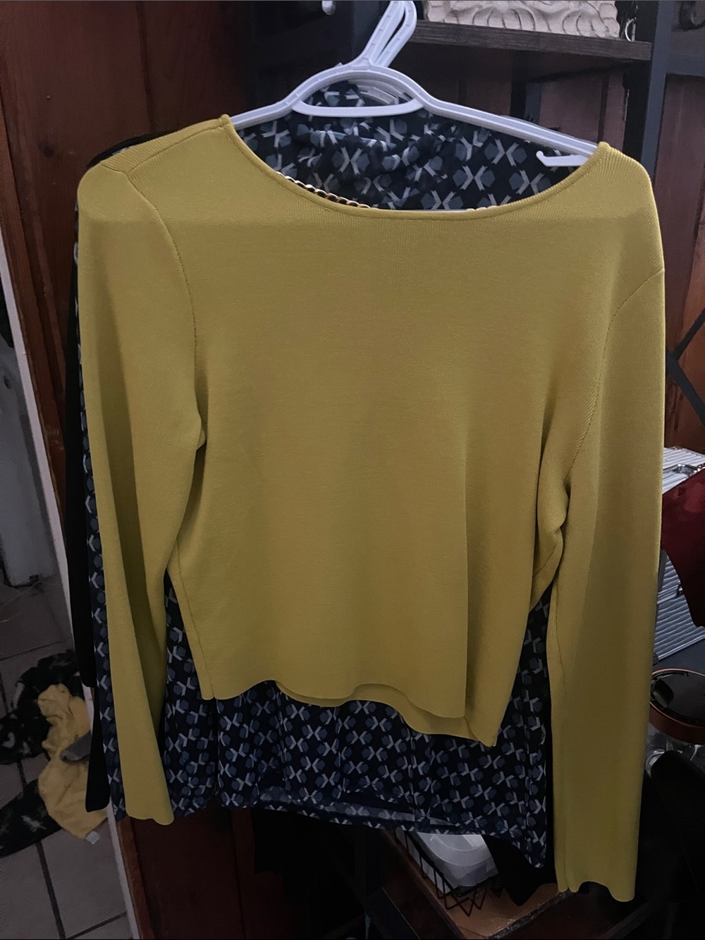 Womens Long Sleeve Boatneck Top - Mustard